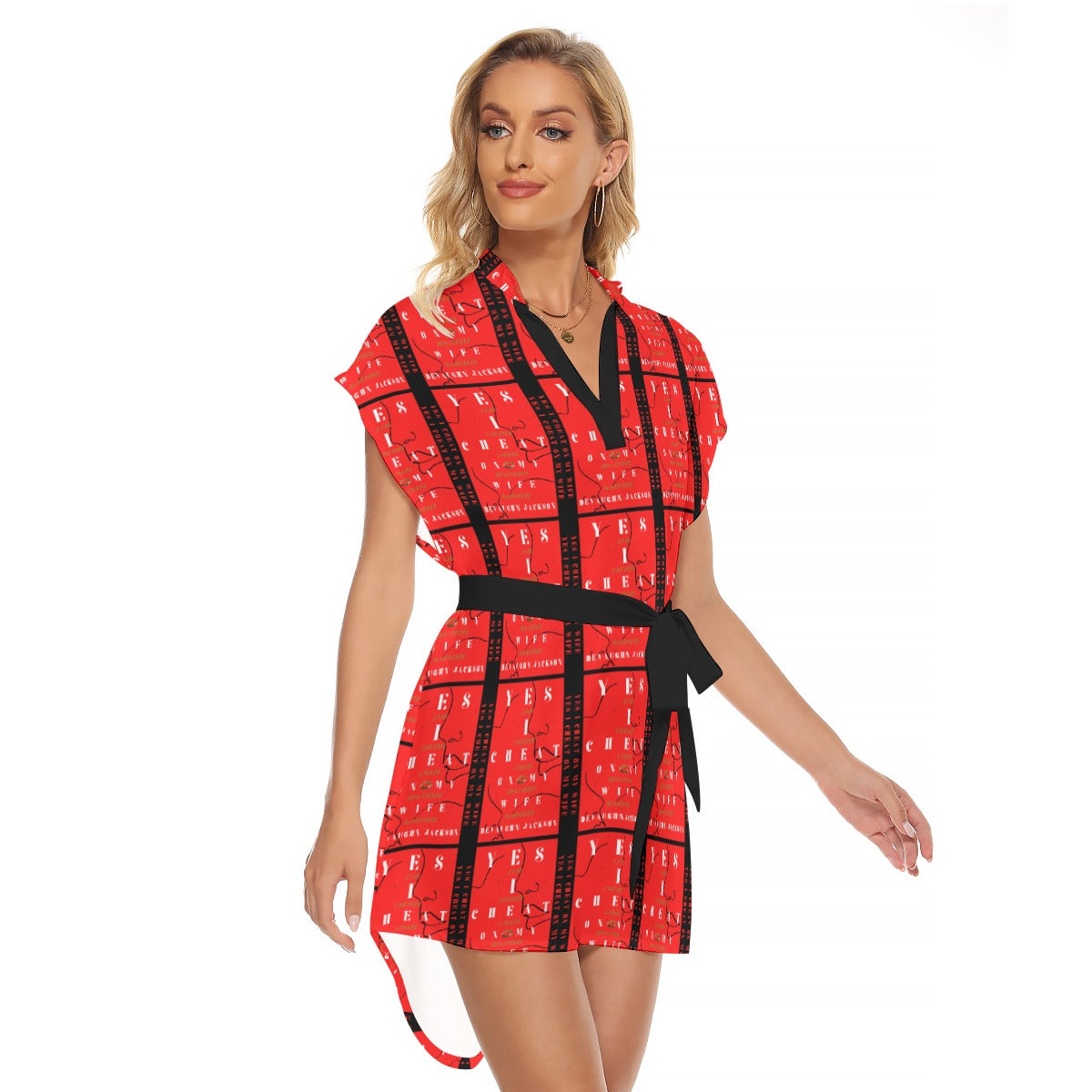 Women's Stand-up Collar Casual Dress With Belt
