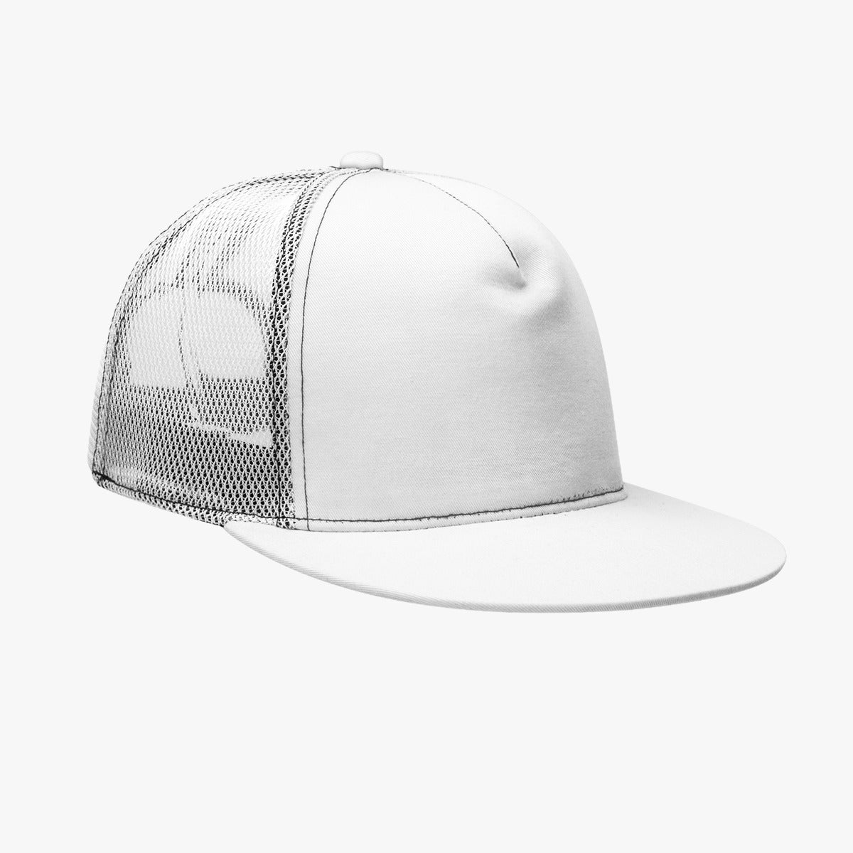 All-Over Print Black Buckle Flat-brimmed Mesh Cap With Box