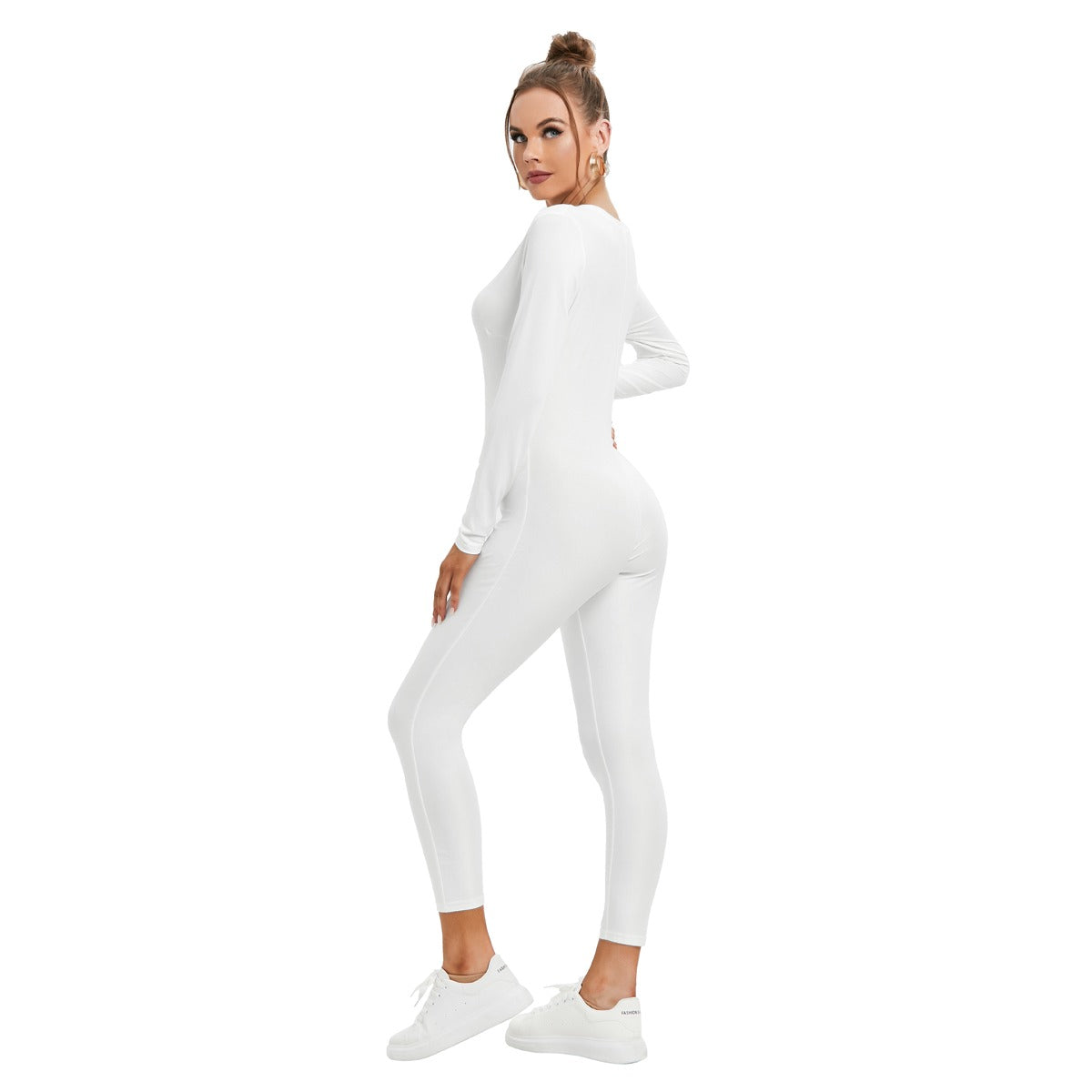 All-Over Print Women's Plunging Neck Jumpsuit