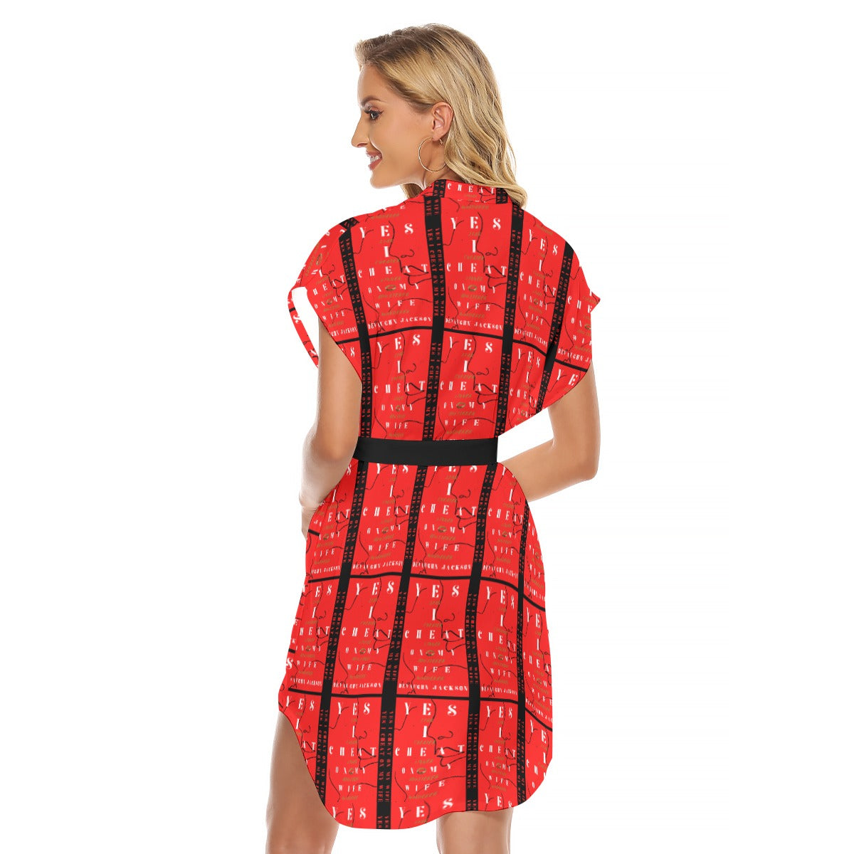 Women's Stand-up Collar Casual Dress With Belt