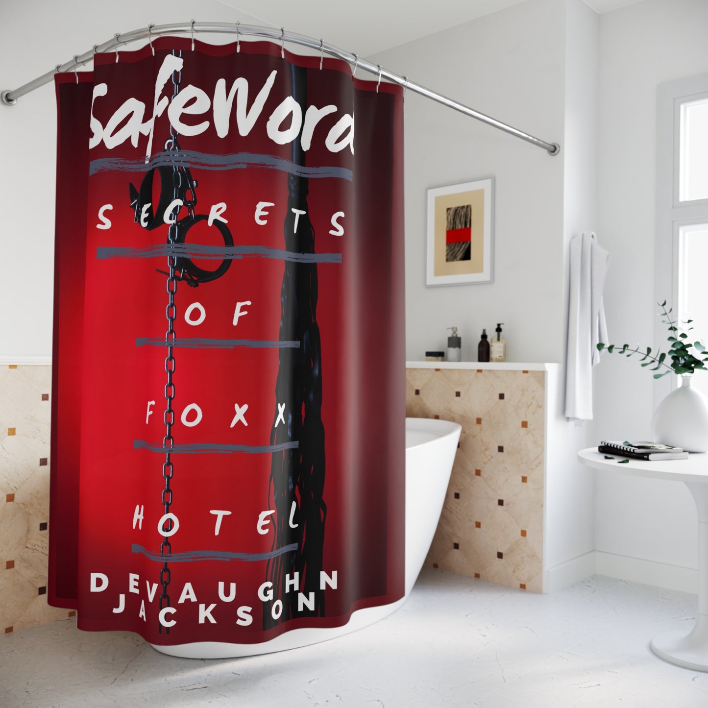 Bold Shower Curtain with 'SafeWord' Design - Unique Home Decor, Bathroom Accessories, Gift for Readers, Unique Shower Curtain