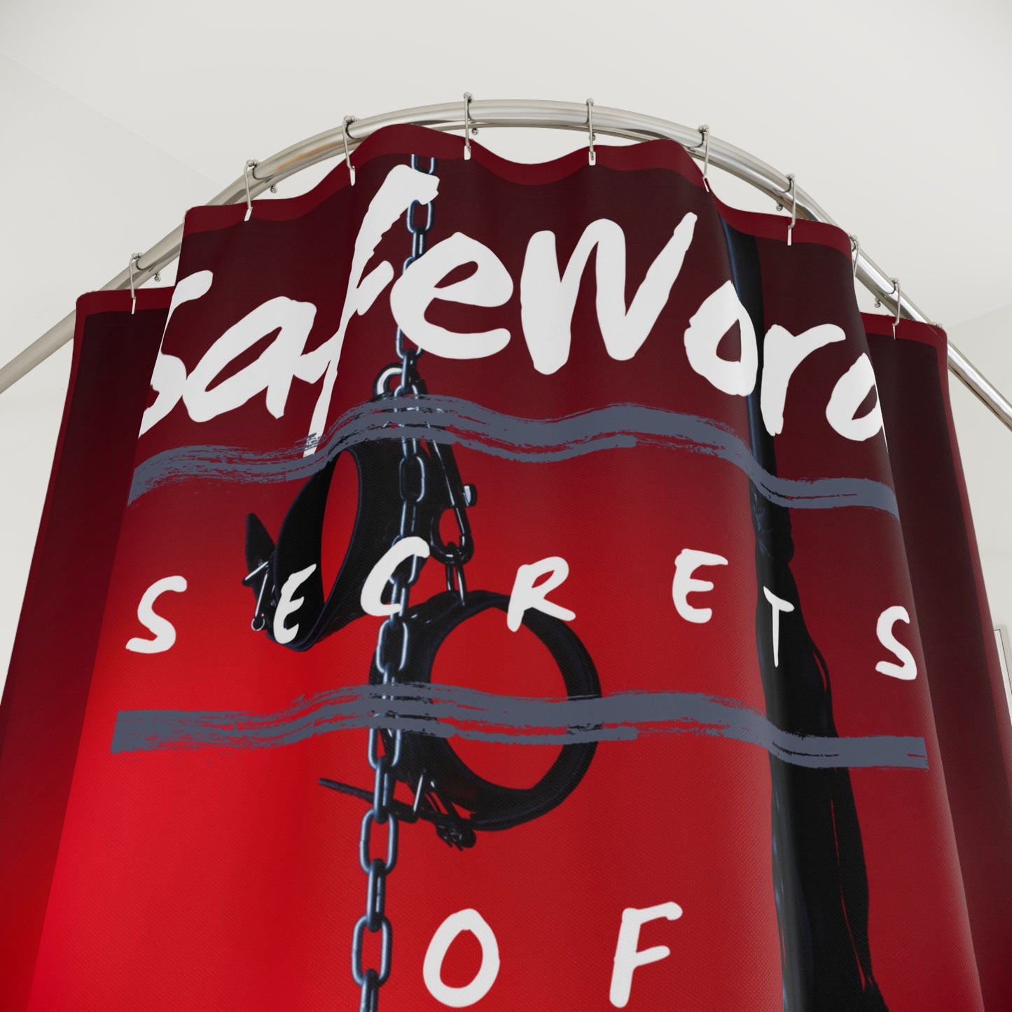 Bold Shower Curtain with 'SafeWord' Design - Unique Home Decor, Bathroom Accessories, Gift for Readers, Unique Shower Curtain