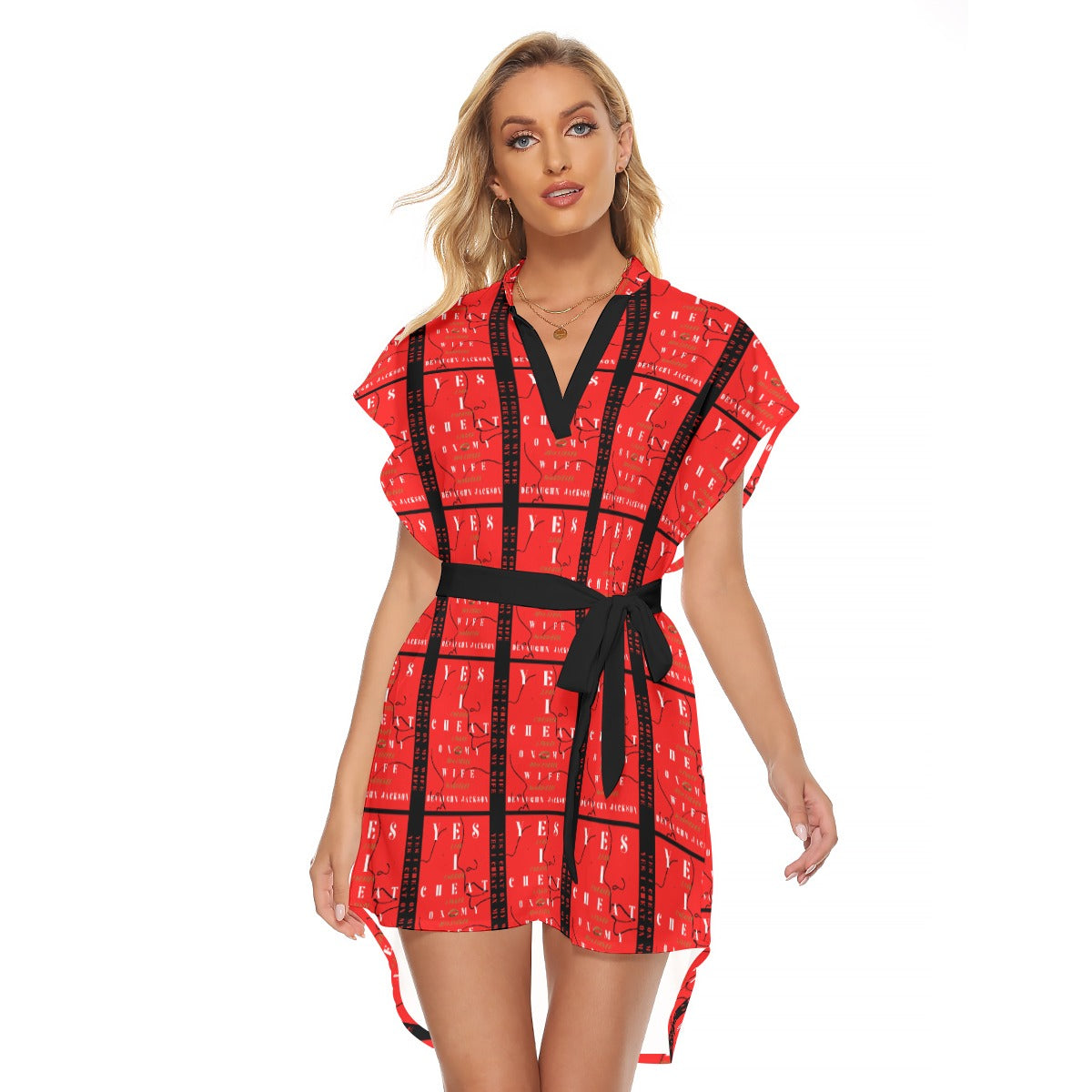 Women's Stand-up Collar Casual Dress With Belt