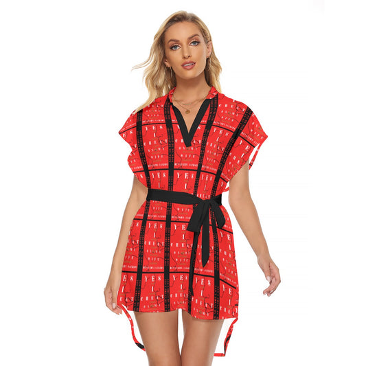 Women's Stand-up Collar Casual Dress With Belt