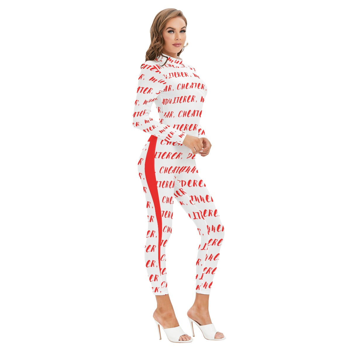 Women's Long-sleeved High-neck Jumpsuit With Zipper