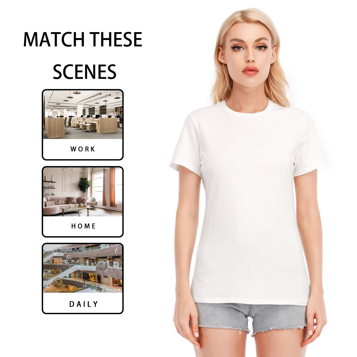 All-Over Print Women's Round Neck T-Shirt | 190GSM Cotton