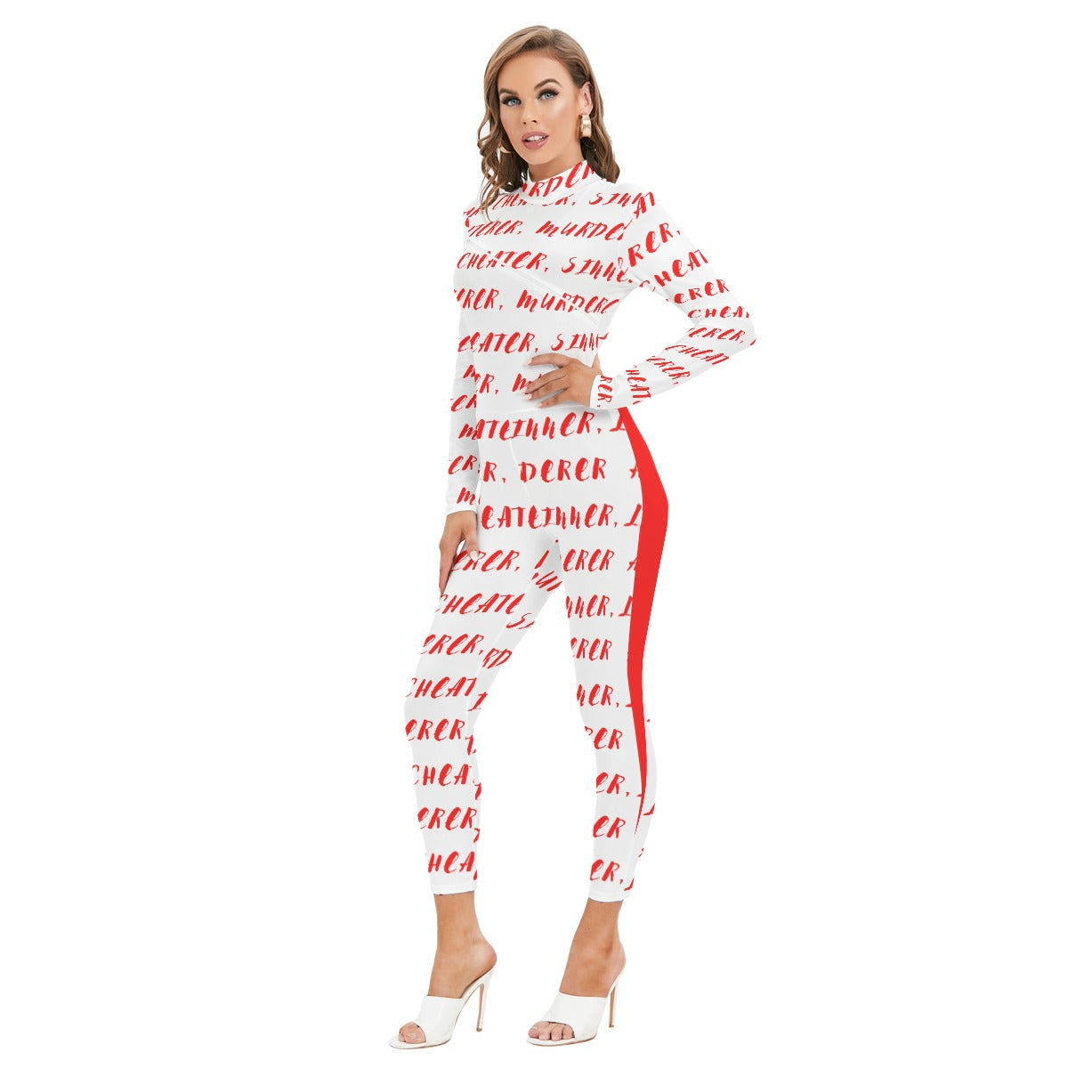 Women's Long-sleeved High-neck Jumpsuit With Zipper