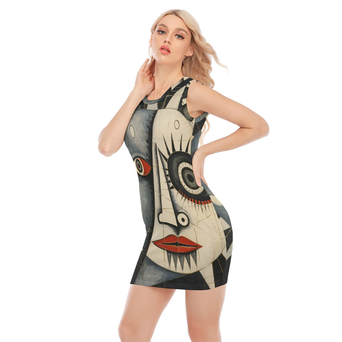 Women's O-neck Sleeveless Hip Skirt