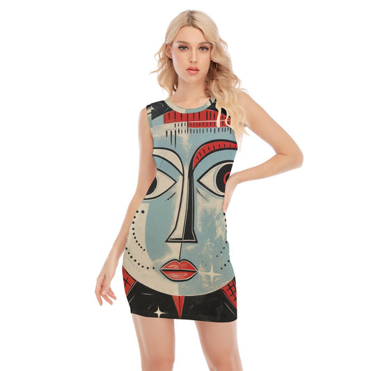Women's O-neck Sleeveless Hip Skirt