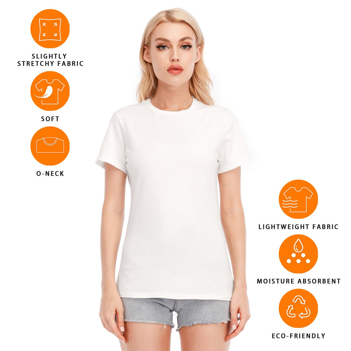All-Over Print Women's Round Neck T-Shirt | 190GSM Cotton