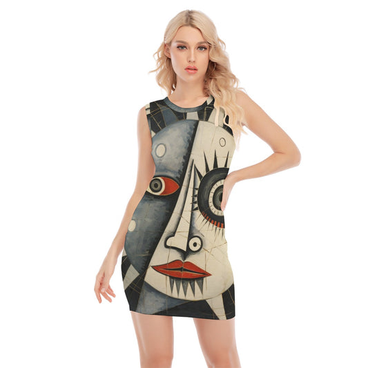 Women's O-neck Sleeveless Hip Skirt