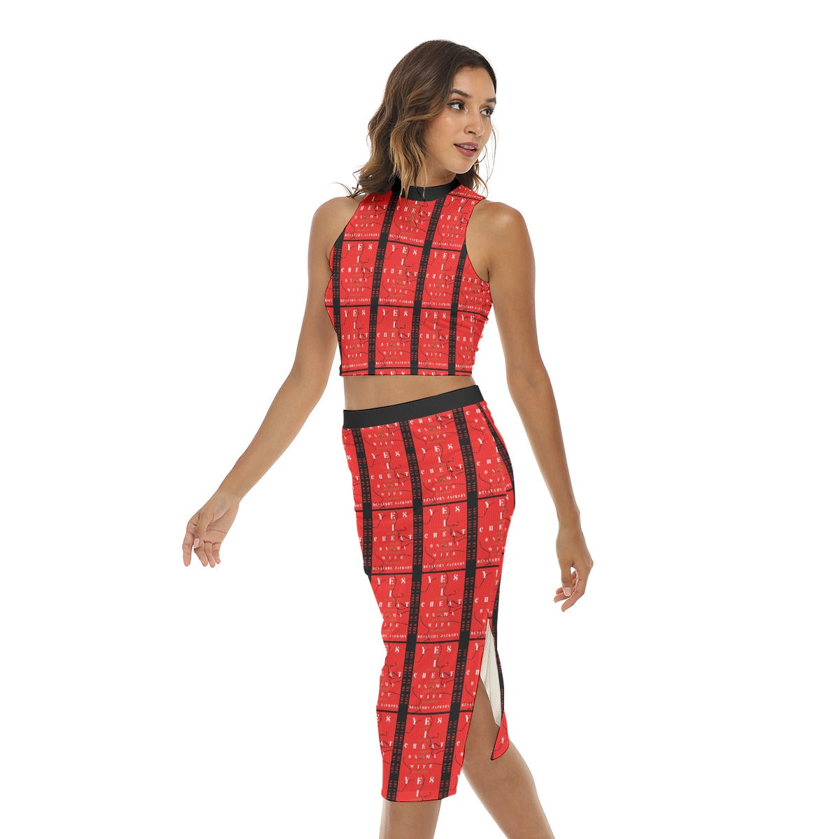 Women's Tank Top & Split High Skirt Set