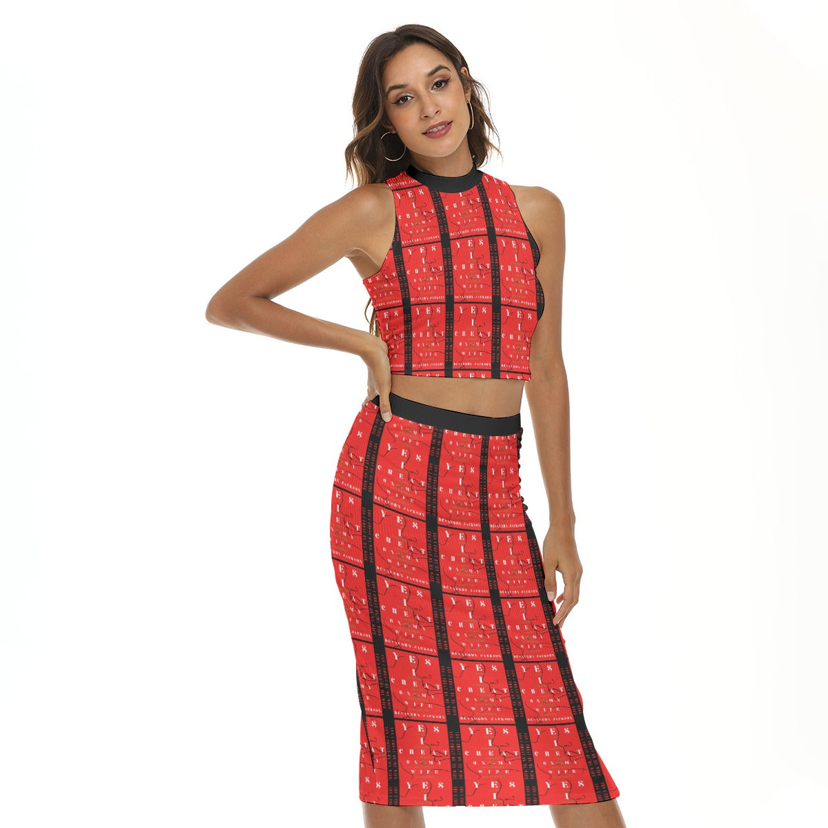 Women's Tank Top & Split High Skirt Set
