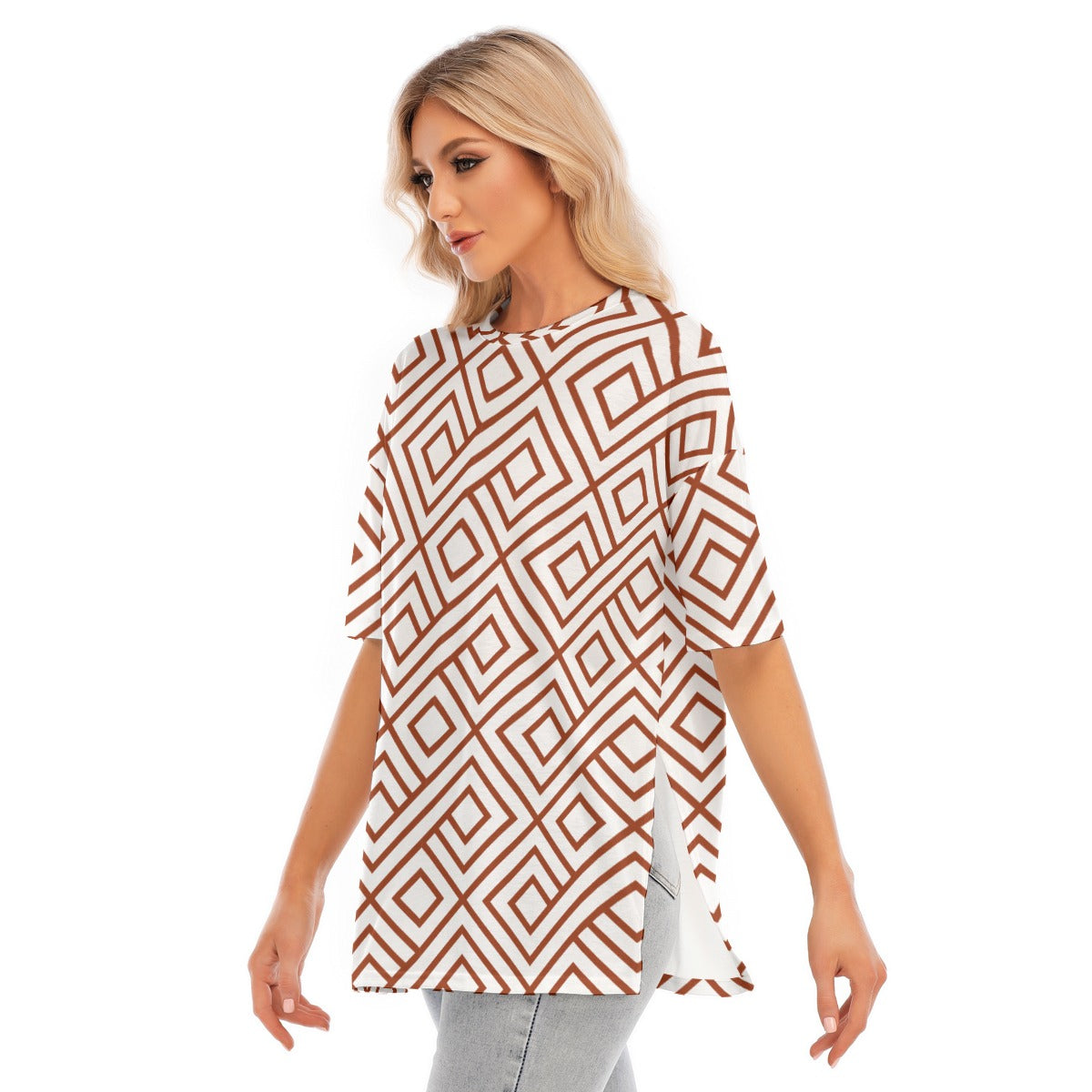 Women's Short Sleeves T-shirt With Hem Split