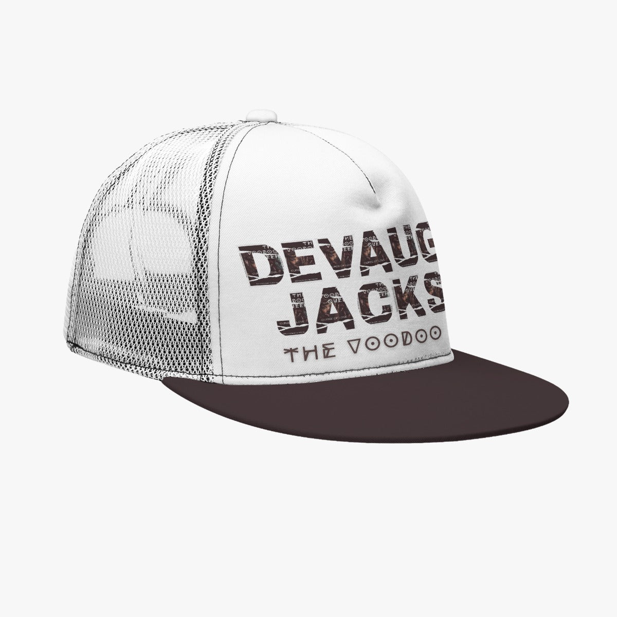 Black Buckle Flat-brimmed Mesh Cap With Box